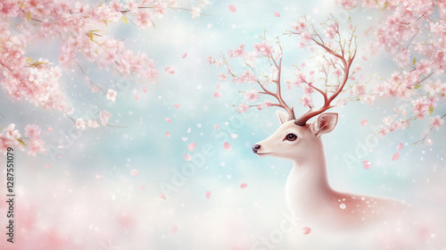 Enchanted Deer in Cherry Bl...
