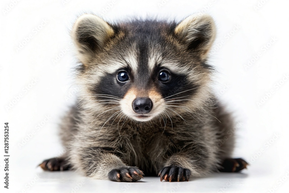 Obraz premium Adorable Black Raccoon on White - Perfect for Prints & Pet Shops