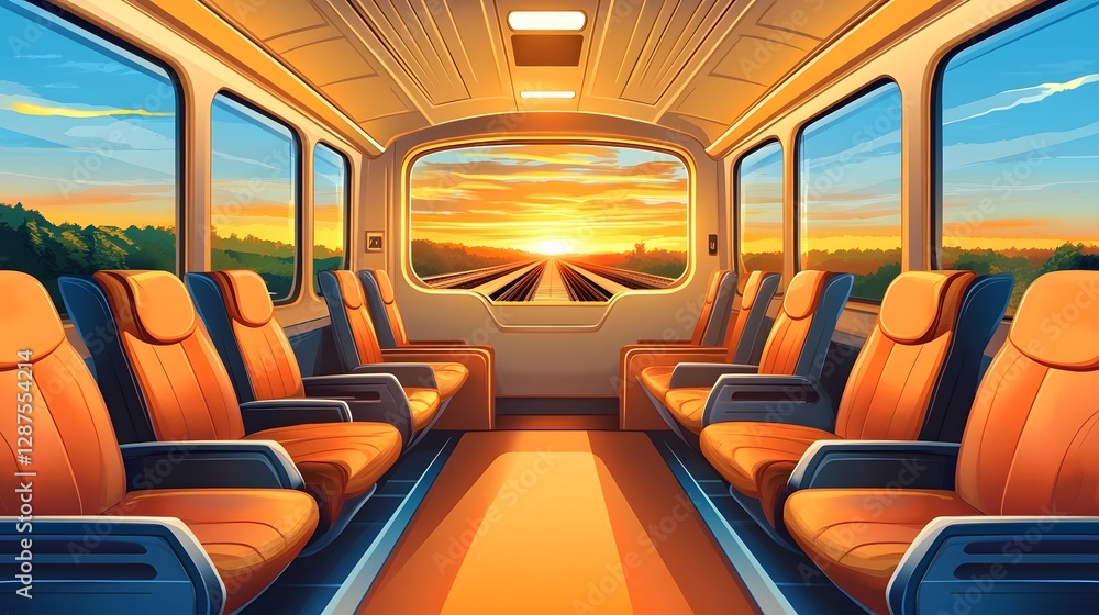 Fototapeta premium Nostalgic light and shadow inside vintage train carriages