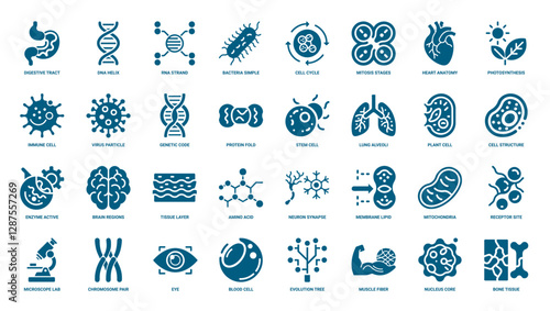 biology science icons, membrane life microscope layer