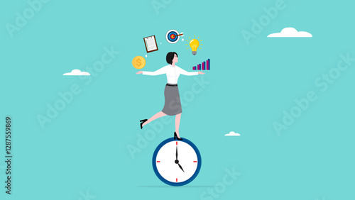 time management, multiple project handling concept vector illustration, professional businessman manage multiple project at the some time