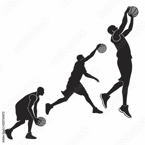 Silhouette Collection of Basketball Players in Motion