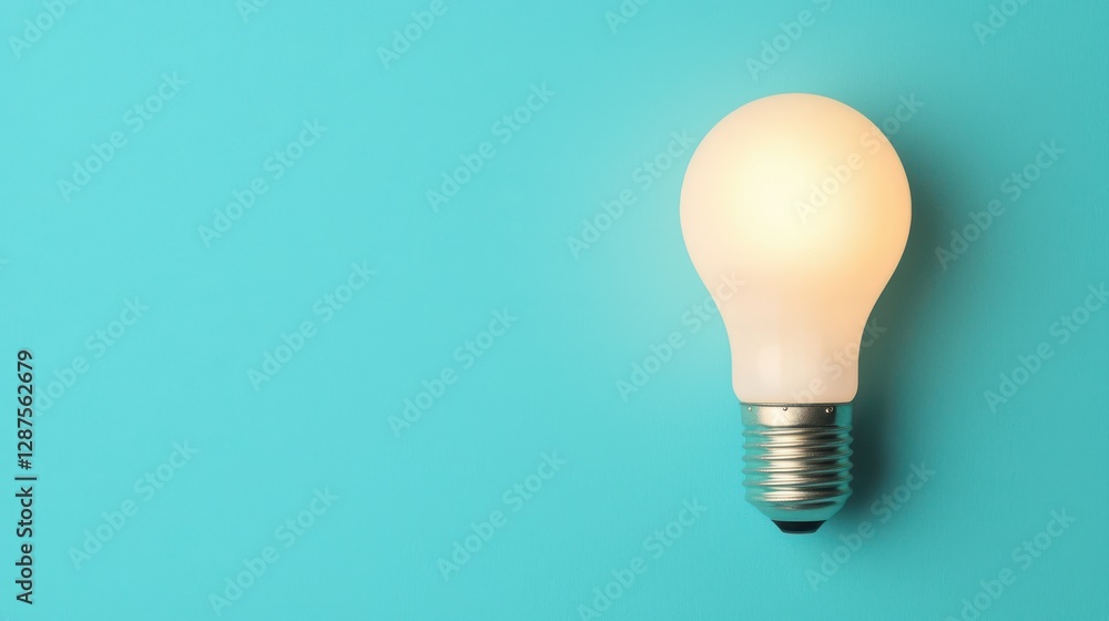 A soft-glowing light bulb against a turquoise background, symbolizing ideas, innovation and creativity. A soft-glowing light bulb against a turquoise background, symbolizing ideas, innovation and creativity.