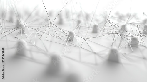 A wireframe business growth model blueprint, isolating disruptive technology trends in white