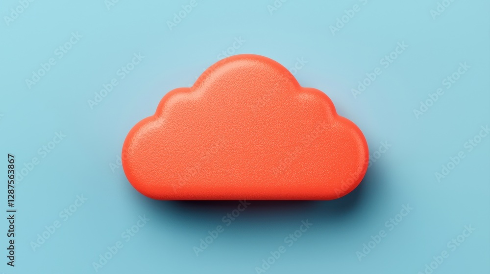 A bright orange cloud shape against a soft blue background, symbolizing creativity, technology or digital storage. A bright orange cloud shape against a soft blue background, symbolizing creativity, technology or digital storage.