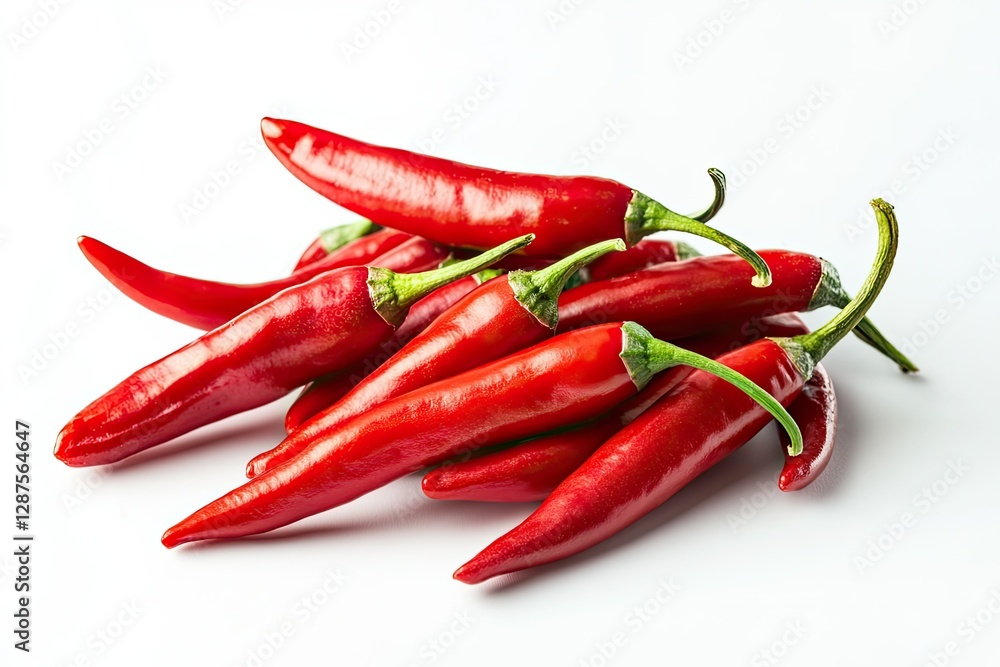 Clear Pixel Image of Red Hot Chili Peppers Isolated on White Background,Full Depth of Field Clear Pixel Image of Red Hot Chili Peppers Isolated on White Background,Full Depth of Field