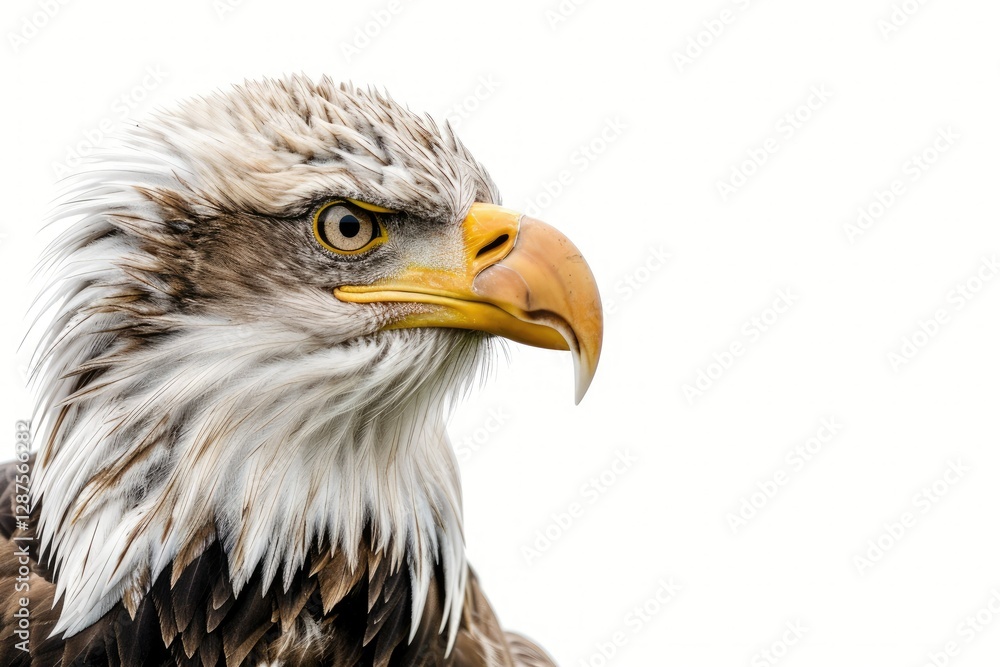 Detailed Visual of Closeup of Eagle Against White Background Detailed Visual of Closeup of Eagle Against White Background