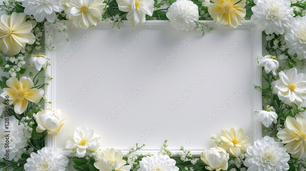 Delicate yellow and white blooms forming a gentle border around a white tray to enhance any home decor setting Earth Tone Modern Interior design inspiration Delicate yellow and white blooms forming a gentle border around a white tray to enhance any home decor setting Earth Tone Modern Interior design inspiration