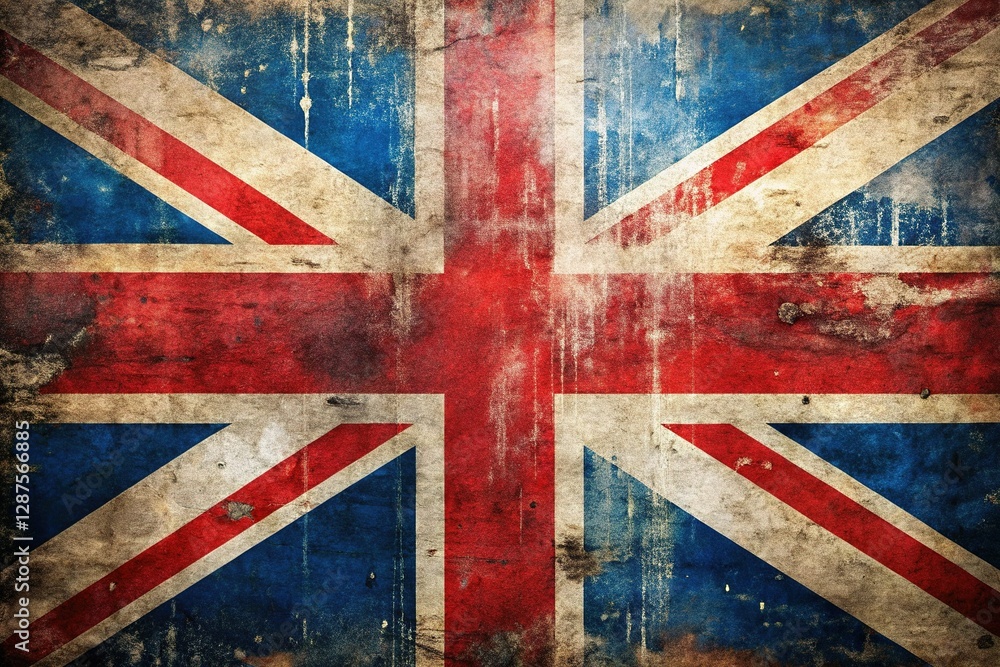 Fototapeta premium Grunge UK Flag: Distressed Union Jack, Generative AI Art