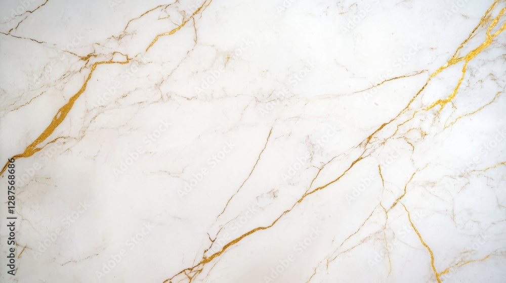 A smooth white marble surface with subtle golden veins, showcasing an elegant and modern design ideal for luxury interiors.