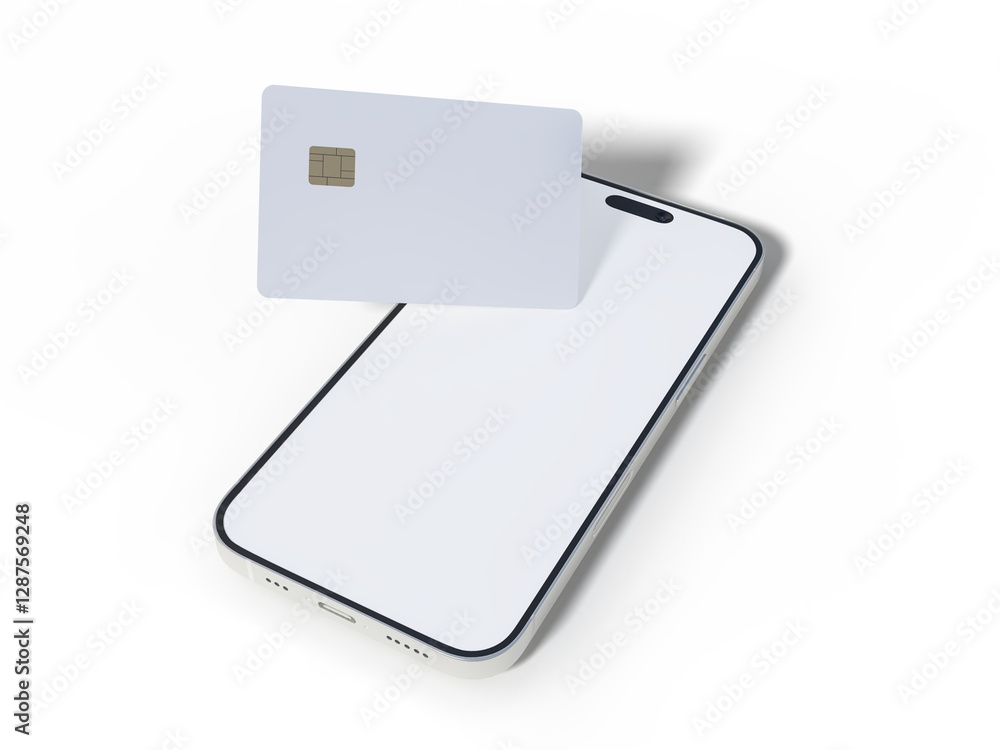 Smartphone and plastic credit card templates. Empty debit card with chip card isolated on background. Mockup empty concept for saving money wealth and financial, technology payment, digital purchase. Smartphone and plastic credit card templates. Empty debit card with chip card isolated on background. Mockup empty concept for saving money wealth and financial, technology payment, digital purchase.