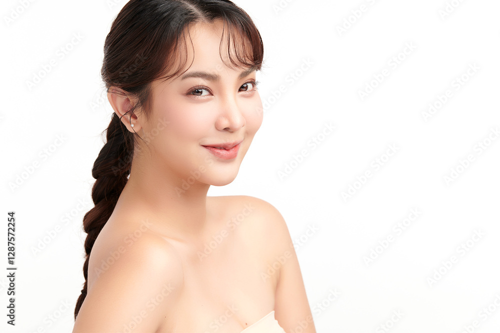 Beautiful young asian woman with clean fresh skin on white background, Face care, Facial treatment, Cosmetology, beauty and spa, Asian women portrait. Beautiful young asian woman with clean fresh skin on white background, Face care, Facial treatment, Cosmetology, beauty and spa, Asian women portrait.
