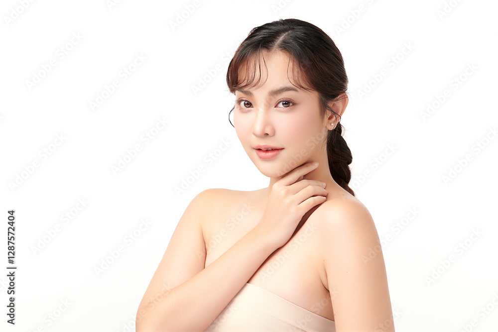 Beautiful young asian woman with clean fresh skin on white background, Face care, Facial treatment, Cosmetology, beauty and spa, Asian women portrait. Beautiful young asian woman with clean fresh skin on white background, Face care, Facial treatment, Cosmetology, beauty and spa, Asian women portrait.