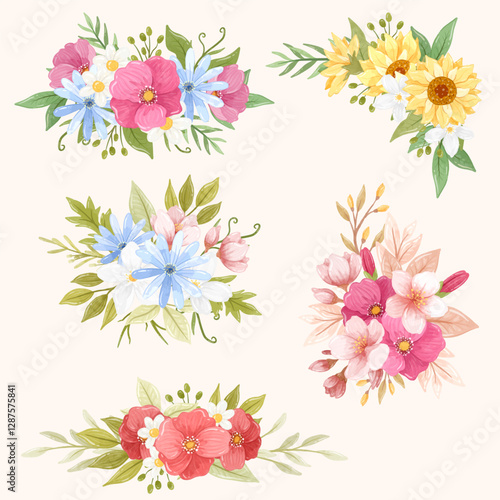 Flower swags arrangement decoration for element wedding invitation or beauty woman related