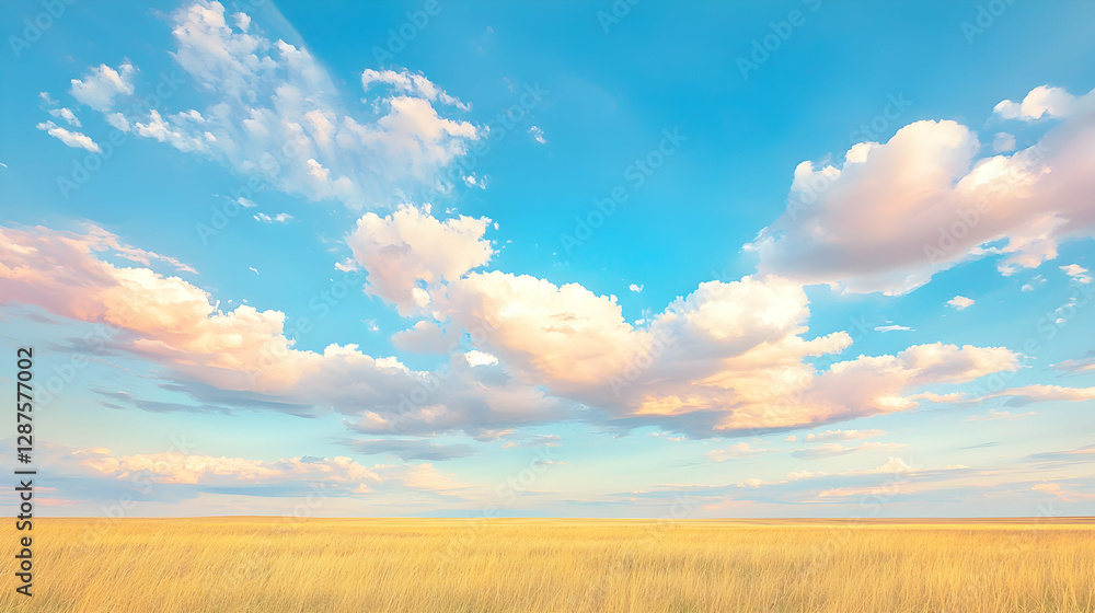 Golden field under a vibrant sunset sky Golden field under a vibrant sunset sky
