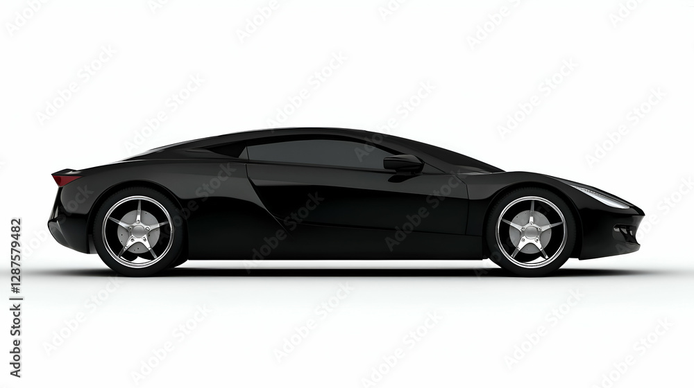 Fototapeta premium Sleek Black Luxury Sports Car Side Profile