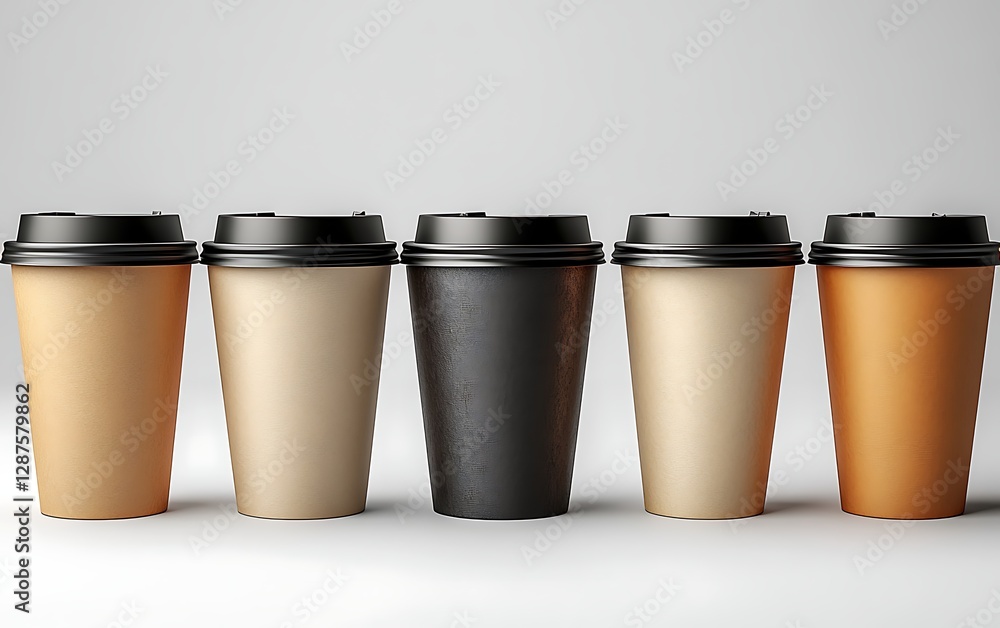 a row of coffee cups a row of coffee cups