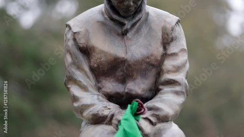 Ayrton Senna Memorial statue situated in Imola - Slowmotion 4k