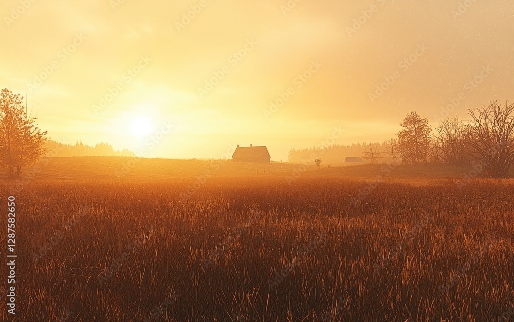 Obraz premium Golden sunrise over a peaceful Easter morning field Easter