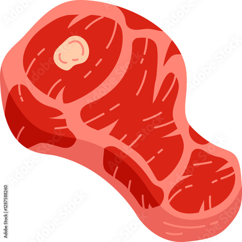 Beef Steak Raw Food Illustration Flat Color