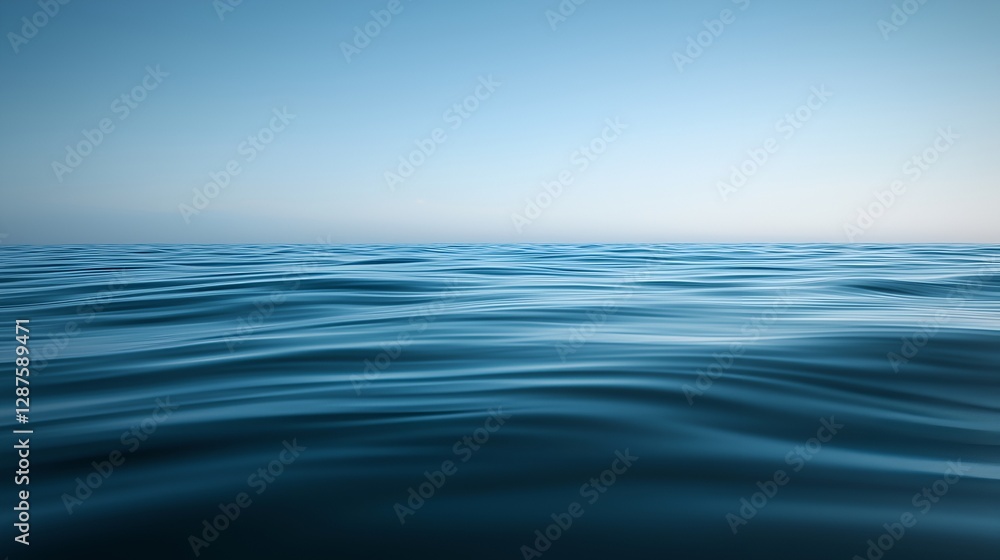 Calm ocean surface at dawn, tranquil seascape, serene horizon Calm ocean surface at dawn, tranquil seascape, serene horizon