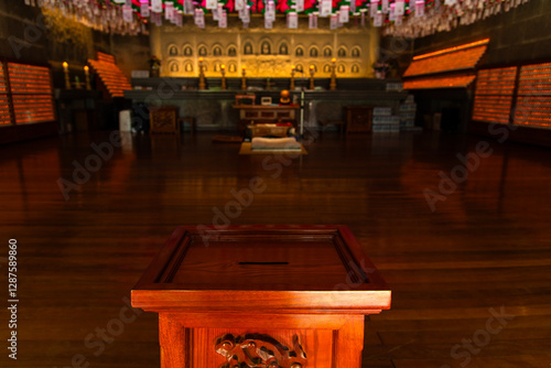 interior of the Buddhist temple building photo