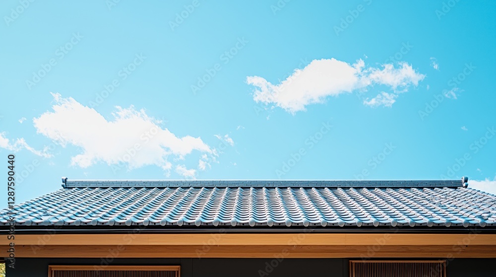 Fototapeta premium Japanese Style Roof Under a Blue Sky