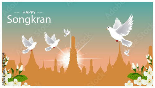 Songkran Doves and Temples