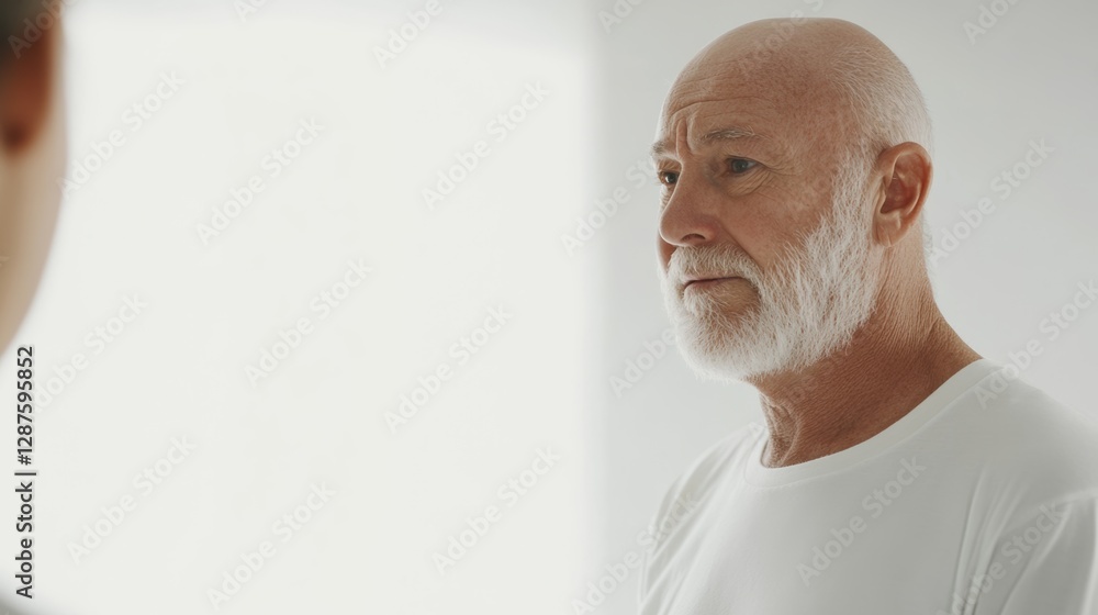 Fototapeta premium Dementia symptoms causing difficulty with recognizing faces. Featuring memory loss and confusion