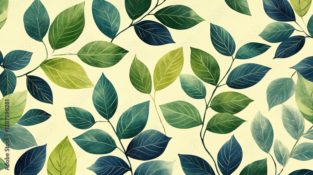 Elegant Watercolor Leaves Soft Yellow Green Pattern. AI Generated Elegant Watercolor Leaves Soft Yellow Green Pattern. AI Generated