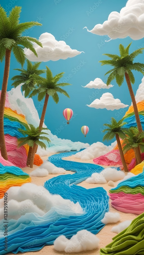 Naklejka premium tropical beach with palm trees