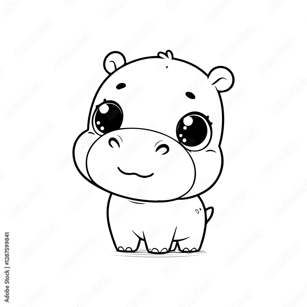 Fototapeta premium cute hippopotamus outline