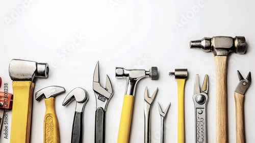 Wallpaper Mural Essential hand tools for home improvement projects workshop image collection neutral background top-down view diy concepts Torontodigital.ca