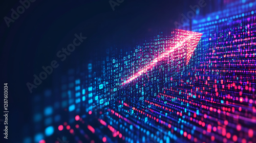 Wallpaper Mural Abstract Digital Arrow Symbolizing Growth And Technology Progress With Glowing Blue And Red Pixels Torontodigital.ca