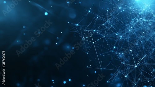Luminous blue network connection with sparkling dots background. Based on Generative AI