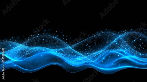 Luminous blue network connection with sparkling dots background. Based on Generative AI