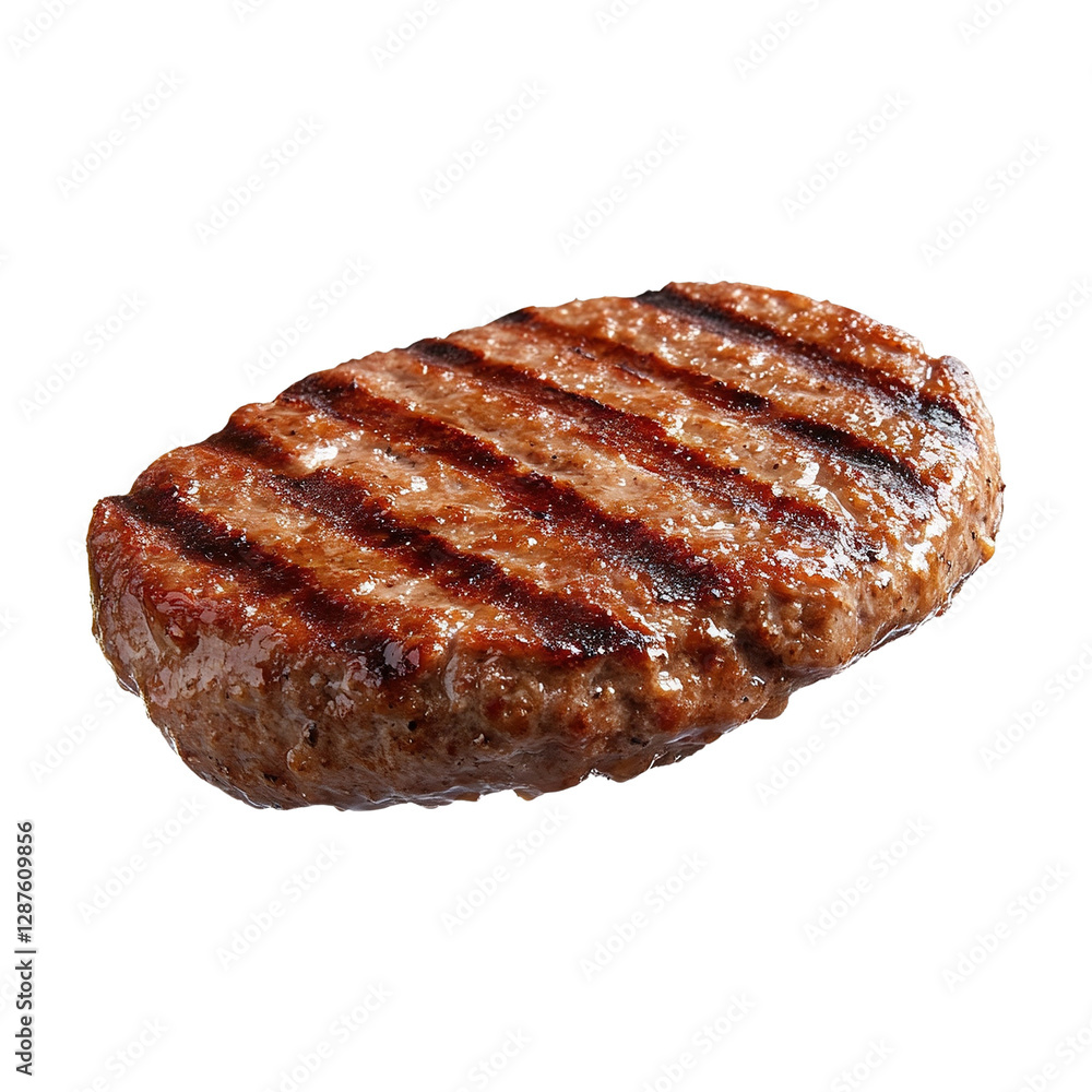 Grilled Hamburger Patty with Char Marks Grilled Hamburger Patty with Char Marks
