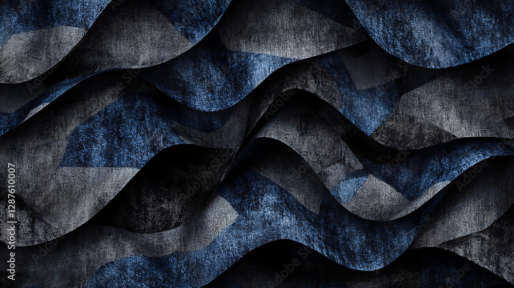 Fototapeta premium Abstract Digital Wave Pattern With Blue And Black Hues Texture Background