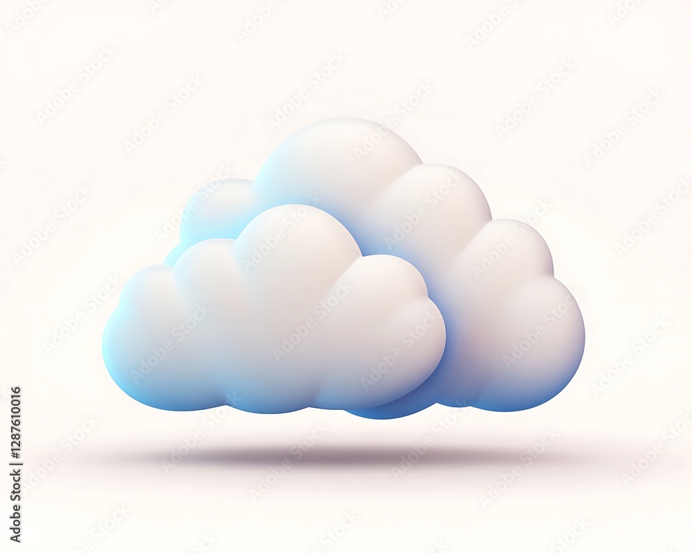 Pure white cloud icon with icy blue shading isolated in ultra-HD style Pure white cloud icon with icy blue shading isolated in ultra-HD style