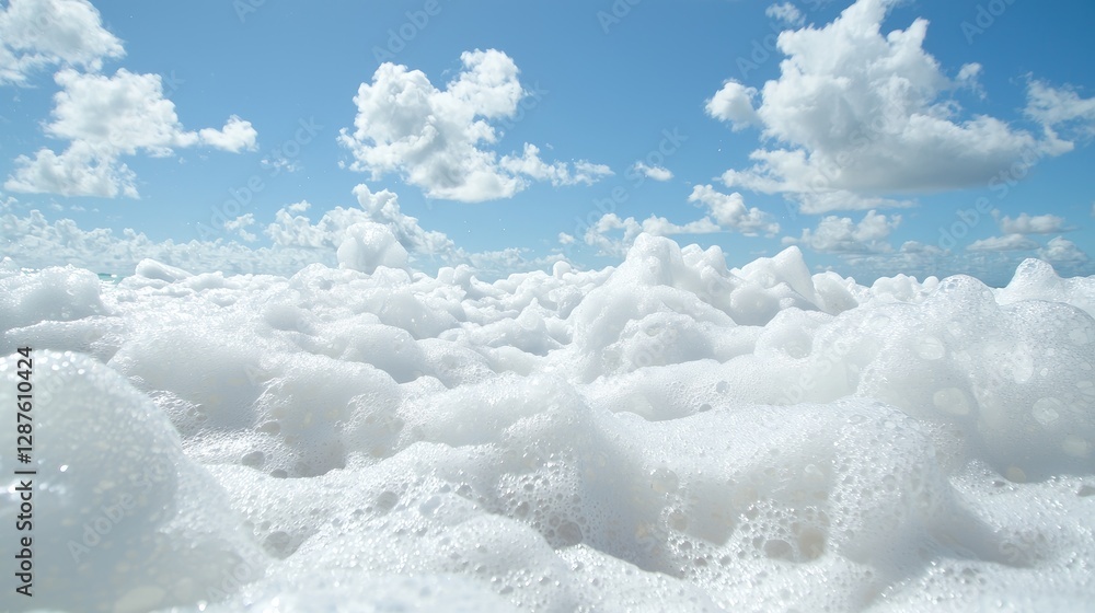 Close up foamy ocean waves with a clear blue sky. Ideal for website backgrounds or nature-related imagery Close up foamy ocean waves with a clear blue sky. Ideal for website backgrounds or nature-related imagery