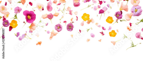 PNG Flowers confetti border background blossoms petals.