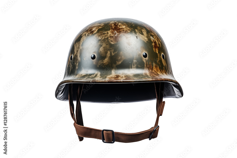 Fototapeta premium Old vintage army helmet isolated on transparent background