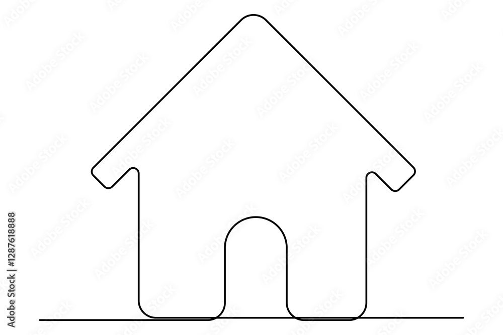 Fototapeta premium Continuous one line House concept outline isolated on white background illustration 