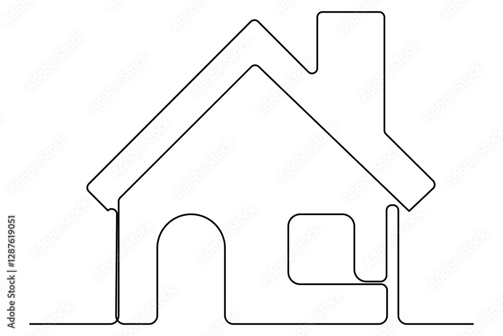 Continuous one line House concept outline isolated on white background illustration
Continuous one line House concept outline isolated on white background illustration