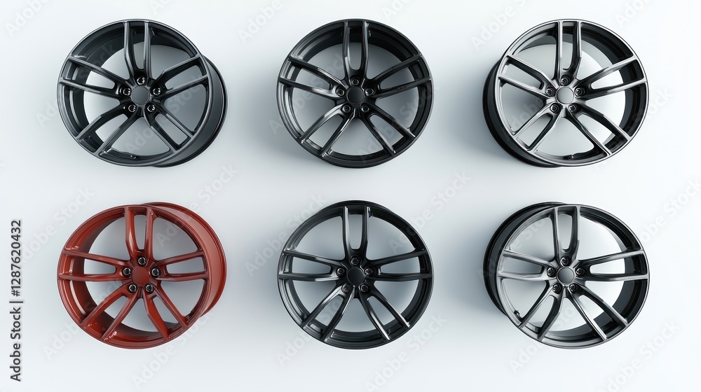 Six Alloy Wheels: A Stylish Collection of Automotive Rims Six Alloy Wheels: A Stylish Collection of Automotive Rims