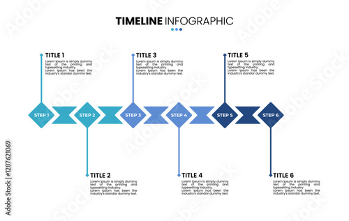 Rhombus timeline infographic 6 options, step, sequence. Six stage infographic template for business presentations