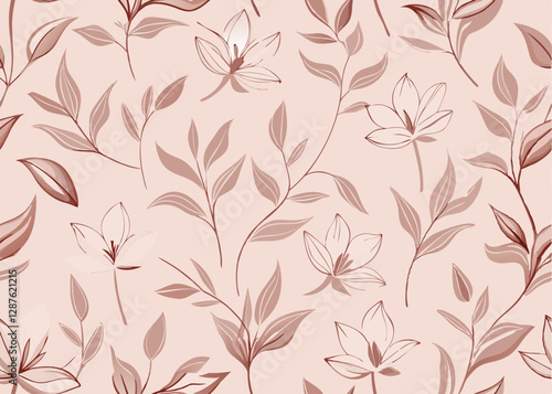 Wallpaper Mural Delicate Floral Pattern in Soft Rose Gold Tones Torontodigital.ca