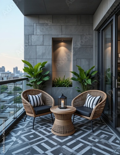 modern balcony with modern furniture