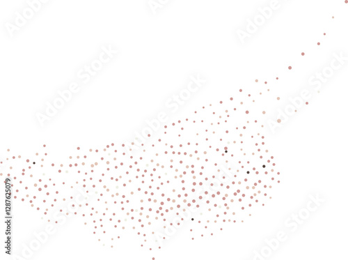 Abstract coffee, cocoa or chocolate powder particles flow. Brown dots, dust or sand wavy element. Flowing grit round dots and particles wavy texture. Ground grain scatter element background. 