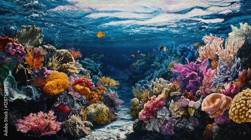 Wallpaper Mural Vibrant underwater scene; colorful coral reef, fish. Torontodigital.ca